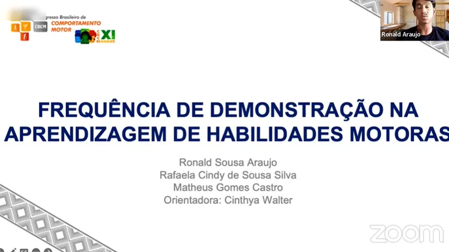 Slide de abertura da palestra sobre frequência de demonstração na aprendizagem de habilidades motoras