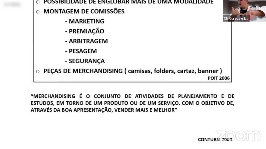 Slide sobre montagem de comissões de evento e peças de merchandising