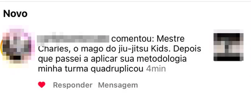 Mensagem de professor contando que a turma quadruplicou
