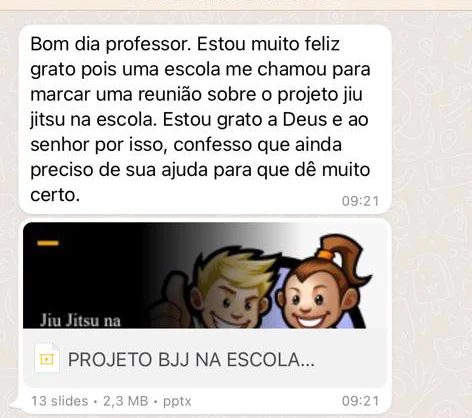 Mensagem de professor chamado por uma escola