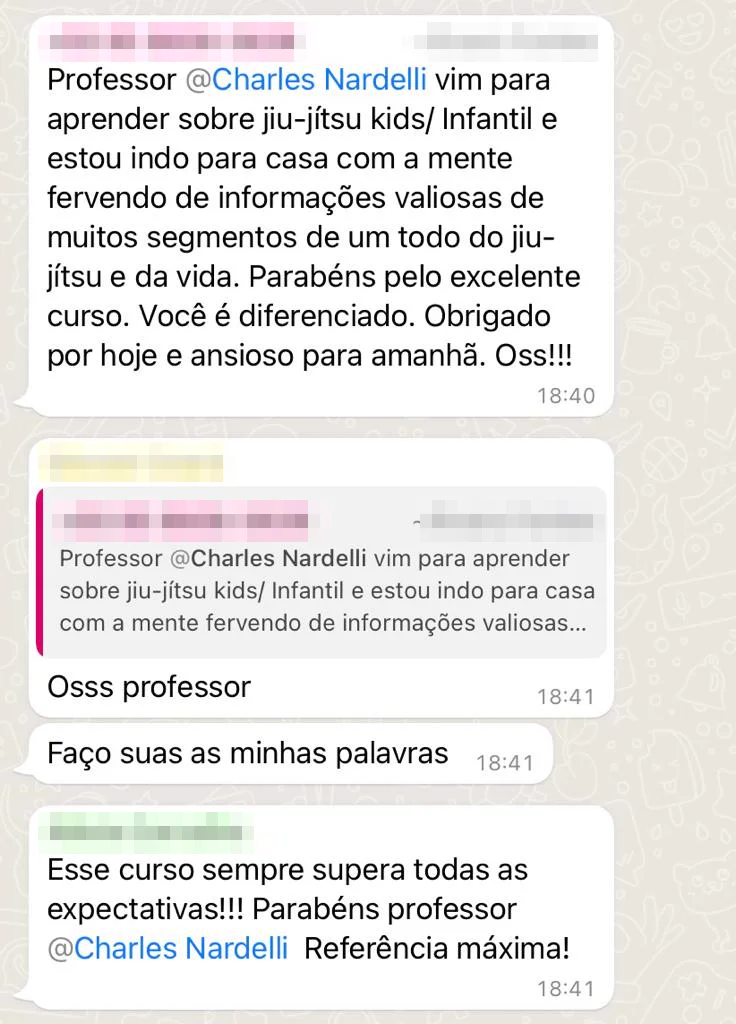 Mensagens do grupo de professores depois do congresso presencial
